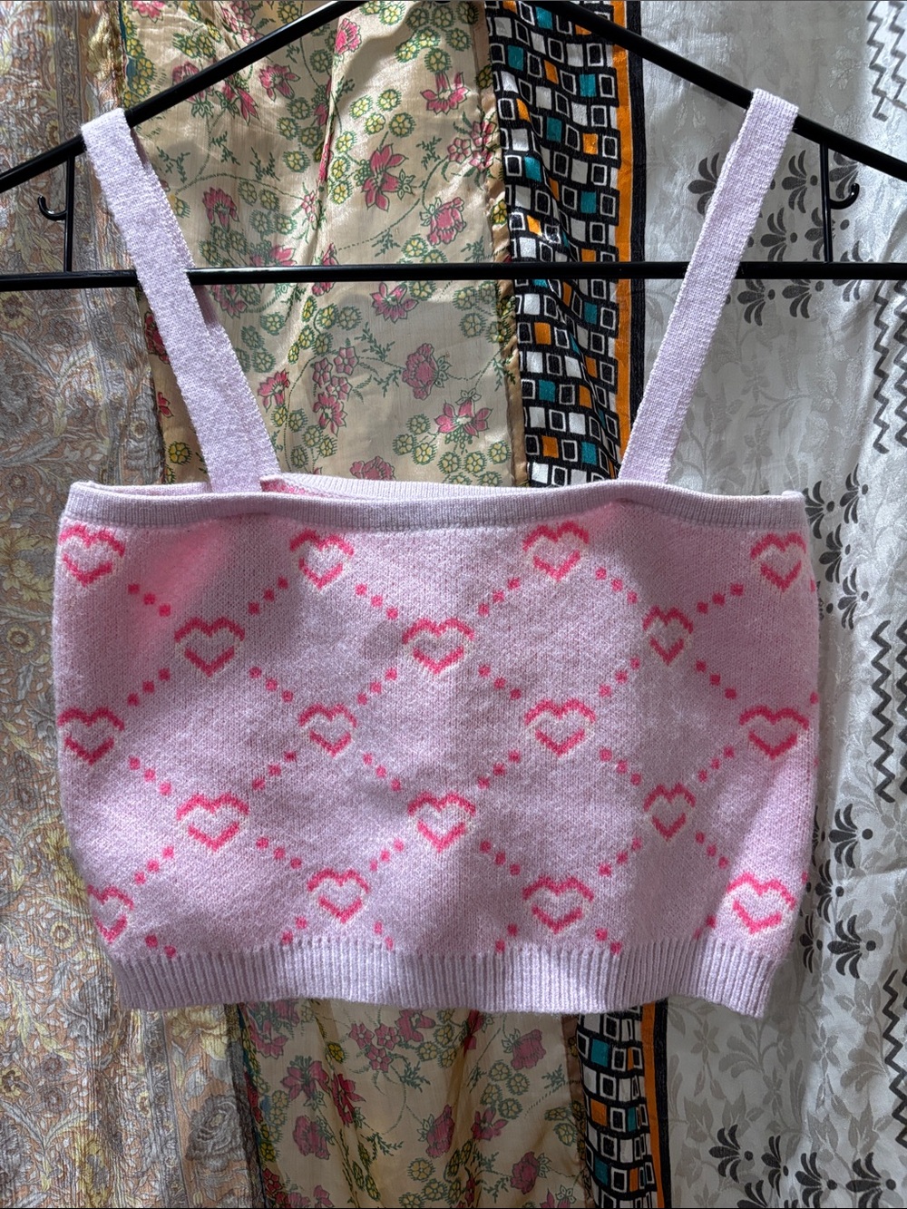 Pink Heart Knit Tank Top